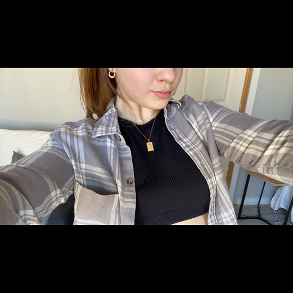 Hollister Grey/White Plaid Button Up Shirt - Picture 2 of 9